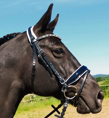 FSS прозрачный/черный/серый кристалл мерцания Vee V блестящий MonoCrown вырез уздечка - Изображение 1 из 4