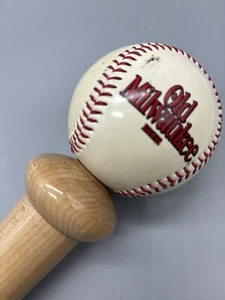 Alter Milwaukee Baseballschläger & Ball Bier Zapfhahn Griff Display Breweriana - Bild 1 von 17