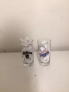 2 Los Angeles Dodgers MLB glass cups Jim Beam whiskey - Picture 1 of 5