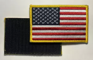 BANDIERA AMERICANA TOPPA RICAMATA BORDO ORO USA US VELCRO® chiusura marca 3 5/8" - Foto 1 di 4