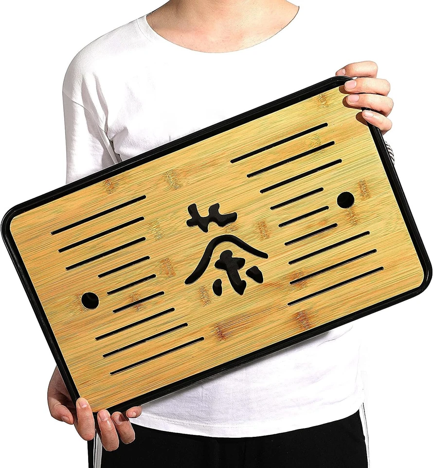 Bamboo Chinese Asian GongFu Tea Tray Large water storage Tray (17"x10.5"x1.5") - Image 1 of 4