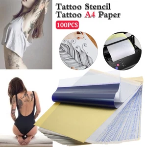100 Sheets Manual Tattoo Thermal Carbon/Copy Stencil Transfer Paper Tracing Tool - Picture 1 of 12