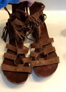 TOPSHOP WOMENS BROWN SUEDE GLADIATOR SANDALS SIZE 9 - Picture 1 of 7