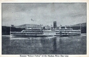Dampfer Robert Fulton Hudson River Line verschickt Vintage Postkarte mit weißem Rand  - Bild 1 von 3