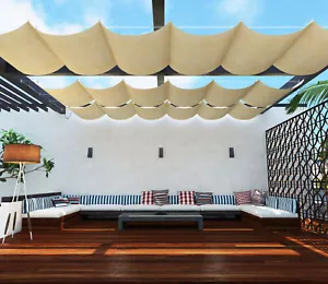 Outdoor Retractable Pergola Canopy Cover Roman Wave Sail for Yard Patio Awning - Picture 1 of 8