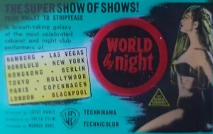 World by Night [Warner Bros. 1960] Vintage 3 1/4" Glass Cinema Advertising Slide - Picture 1 of 2