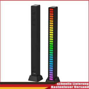 2 Stücke USB 5 V Sound Control Licht RGB 32 LED Pickup Lampe Bar (Schwarz)