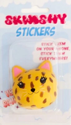 Skwishy Stickers Leopard Print Cat Phone Holder Stress Relief - Image 1 of 2