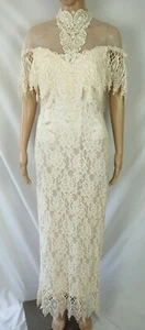 Vintage Loralie Ivory Cream Lace Overlay Pink Dress Wedding Gown 10 Victorian - Picture 1 of 12