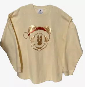 Disney World Mickey Mouse Christmas Santa 2022 Spirit Jersey Pullover Sequins L - Picture 1 of 7