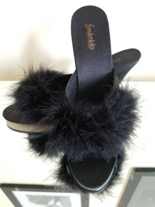 black marabou slippers