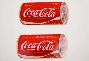 2 DE COLECCIÓN AÑOS 80 COCA COLA COCA POP LATA DE REFRESCO PUBLICIDAD CALCOMANÍA GRANDE PEGATINA 12" Francesa - Imagen 1 de 7