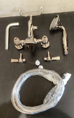 Relleno de bañera DXV montado en el piso con ducha de mano platino níquel D35107950.150 E9 Foto 1 de 4