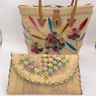 Women’s Vintage 1960 straw handbag Hawaiian wicker purse & Clutch set handmade