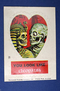 1966 Topps Frankenstein Valentine Stickers #21 "You Look Like Cleopatra" - VG/Ex