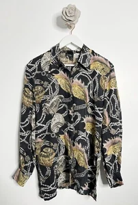 Camicetta di seta Cheap & Chie By Blondie & Me 100% seta vintage da donna taglia S conchiglie - Foto 1 di 5