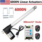 6000N 12" 12V Electric Linear Actuator 1320LBS Lift W/ Motor Controller Brackets