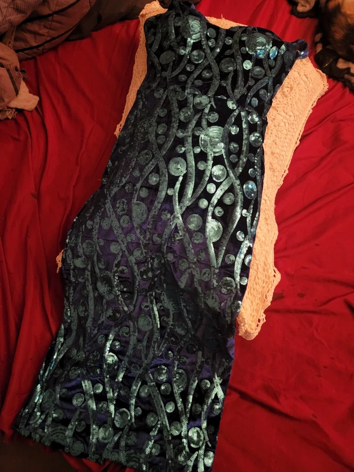 Vestido Bettie Page Terciopelo Azul XS Foto 1 de 1