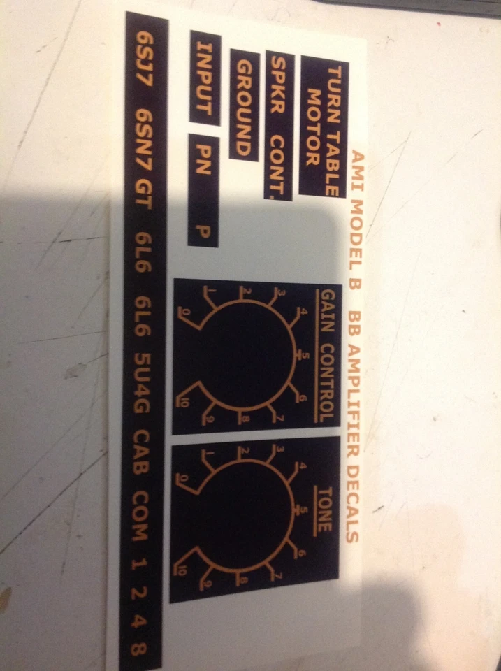 JUKEBOX  AMI MODEL B AND  BB  AMPLIFIER DECAL SET - Image 1 of 1