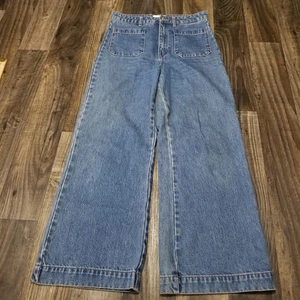 Rollas Size 29 Womens Blue Cotton Blend Zip Fly High Rise Wide Leg Jeans - Picture 1 of 15