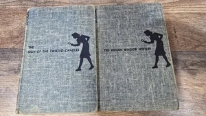 (2) Vintage Nancy Drew Mystery Story Books Carolyn Keene Mixed Blue Tweed HC Lot - Picture 1 of 11