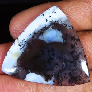 51.55 CT Natural Dendrite Opal Trillion Cabochon Top Gemstone 38x40x4 mm WR487 - Picture 1 of 7
