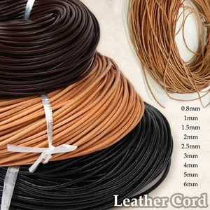 Tangas redondas de encaje con cordón de cuero genuino para joyería artesanal 0,8 mm/1 mm ~ 6 mm - Imagen 1 de 35