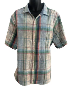Tommy Bahama Kurzarm Camp Hemd blau rosa grün kariert Fronde Dei Marmi XL - Bild 1 von 7