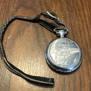Vtg 1990s Timex Railway Railroad Train Locomotive Full Hunter 48mm Pocket Watch - Picture 1 of 7
