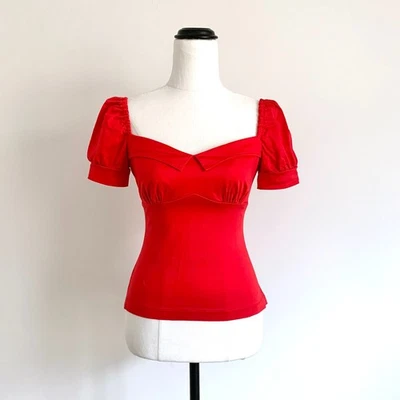 KITTEN D'AMOUR Limited 37/150 sweetheart puff sleeve fitted top sz 6 - Image 1 of 4