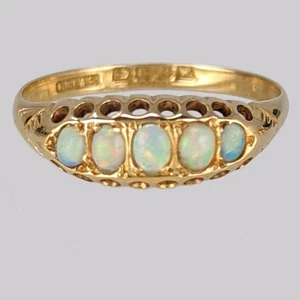 Antique Opal Ring 18ct Gold Hallmarked Birmingham 1921 Five Stone Vintage Ring - Picture 1 of 7