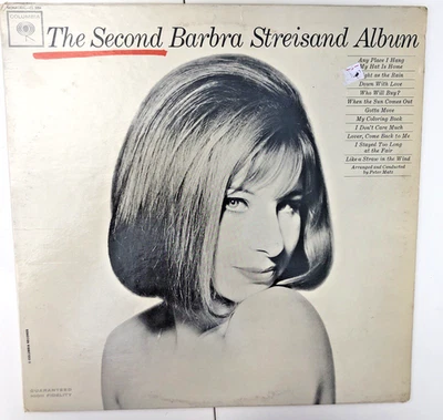 THE SECOND BARBRA STREISAND ALBUM Columbia  CL 2054 1963 VINYL LP RECORD EX VG+ - Image 1 of 4