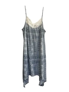 NWT Three Pink Hearts Dress Small Blue Boho Crochet Mini Asymmetrical #4758 - Picture 1 of 12