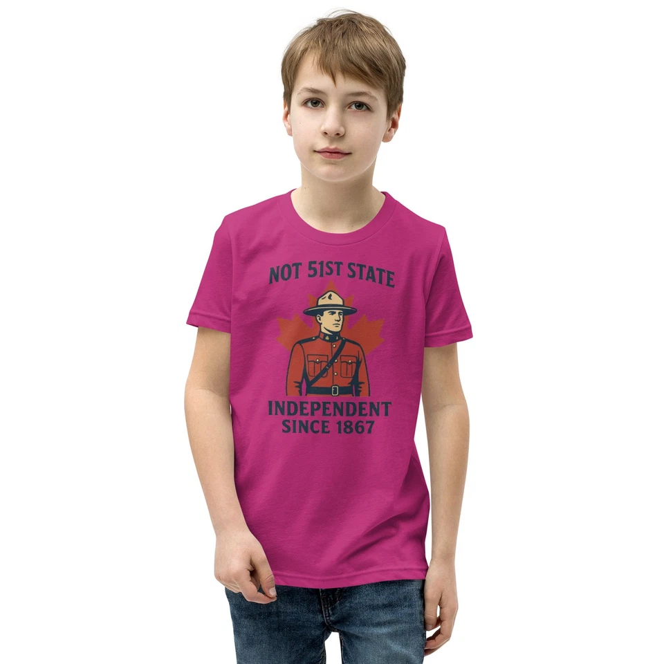 Not 51st State Mountie Independent Since 1867 Canada Youth Short Sleeve T-Shirt - Image 1 of 1