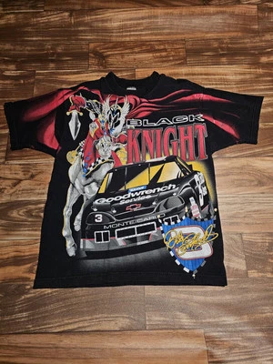 Vintage Rare Dale Earnhardt Black Knight Nascar Racing All Over Print Shirt Sz L - Image 1 of 4