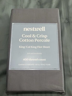 Sábana plana Nestwell Cool & Crisp algodón percal king/cal Foto 1 de 2