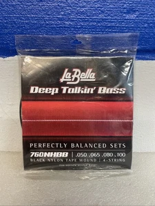 La Bella 760NHBB Deep Talkin' Bass Black Nylon Hofner Beatle Bass String Set New - Picture 1 of 3