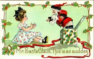 Lustige Postkarte Weihnachtsmann Das ist so plötzlich! Jack In the Box Surprise Griggs HBG - Bild 1 von 3