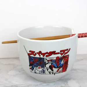 Paneles manga kanji Spider-Man (Marvel Comics) cuenco de cerámica de 5" con palillos - Imagen 1 de 9