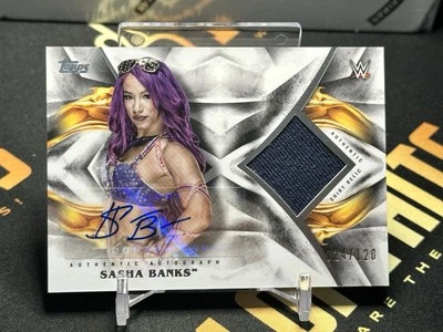 2019 Topps WWE Undisputed Autograph Relics Patch Sasha Banks Auto MERCEDES /120 - Image 1 of 2