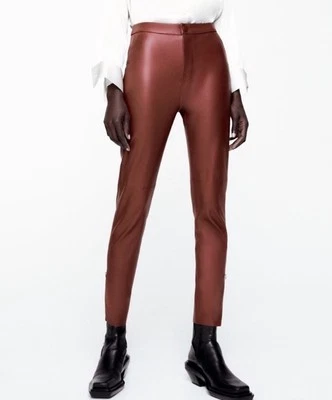 Faux Leather Burgundy Zara Skinny Pants, Size S - Image 1 of 4