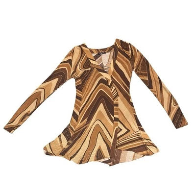 Top Patrizia Pepe Fiorenze 70' Vintage Brillante Asimétrico Mangas Largas S Foto 1 de 4