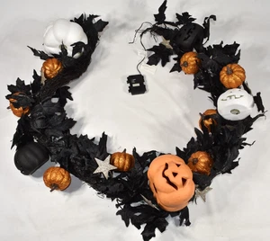 Pottery Barn Kids Indoor Outdoor Pumpkin Lit Light-Up 6' Garland Halloween OPEN - Picture 1 of 15