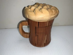 Puzzle Brain Teaser CHH Games Wooden Beer Mug 3D - Picture 1 of 2