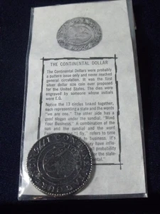 Continental Dollar Currency COPY 1776 Pewter Commemorative Coin We Are One - Bild 1 von 3