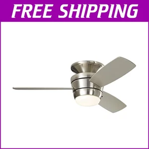 Mazon 44-in Brushed Nickel Flush Mount Ceiling Fan with Remote & LED Light Kit - Picture 1 of 2