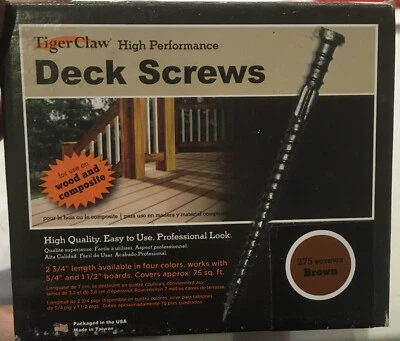 [225 винтов] Высокопроизводительные винты для деки TIGER CLAW 2 3/4 дюйма коричневые - Изображение 1 из 4