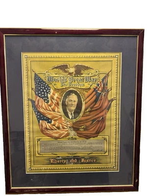 Franklin Roosevelt Vintage "Worlds Great Wars for Freedom" Portrait Foto 1 de 4
