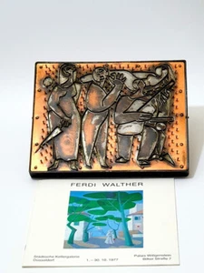 Metall Gemälde von Ferdi Walther Metallarbeit um 1976 - Signiert & Datiert - Bild 1 von 4
