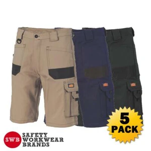 5 x DNC Workwear Mens Cotton Duck Weave Cargo Shorts Multi Pockets Utility 3334 - Picture 1 of 4